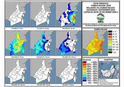Awal November, BMKG Prakirakan Sebagian Besar Wilayah Kalsel Diguyur Hujan Intensitas Sedang