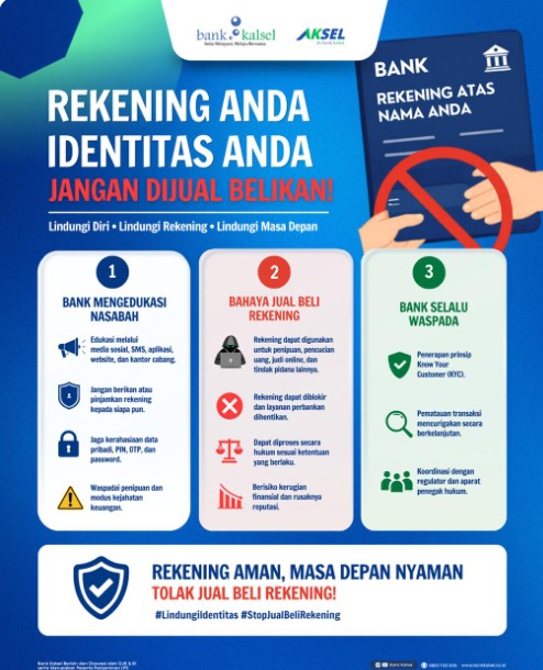 Bank Kalsel Ingatkan Nasabah Tentang Bahaya Jual Beli Rekening, Karena  Identitas Diri